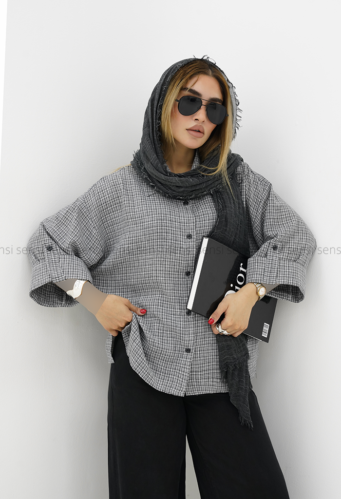 شومیز زنانه-لینن راه راه پاکتی کد1006283
